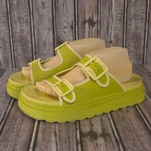 Sz 10 B Womens Coach Lucy Key Lime Green Rubber Platform Sandals Slides VGUC!